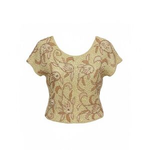 Vintage Forcast Cream and Pink Floral Sequin Blouse